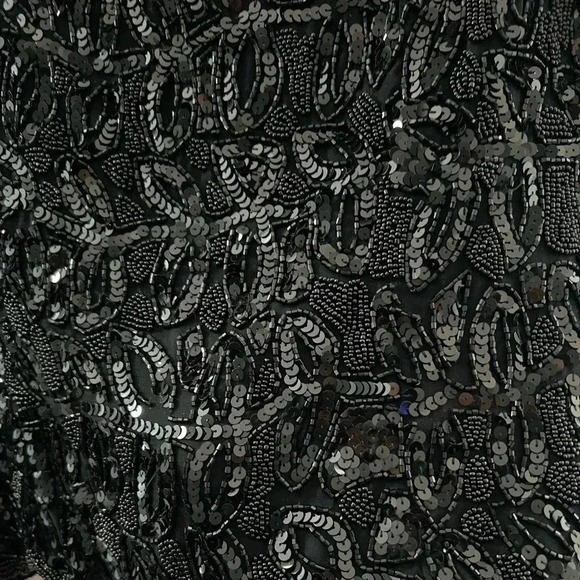 Black Satin Embroidered Top Oleg Cassini size L - Picture 3 of 5